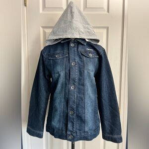 DKNY Blue Denim Jacket with Gray Hood